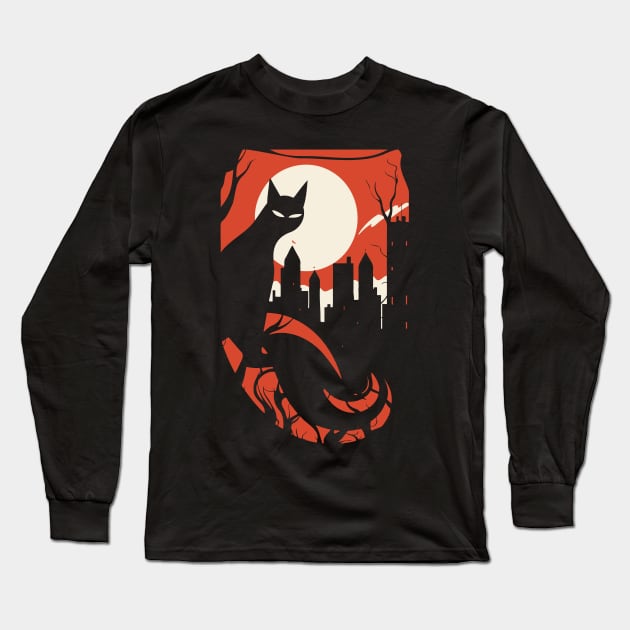 Evil Black Cat Long Sleeve T-Shirt by tatadonets